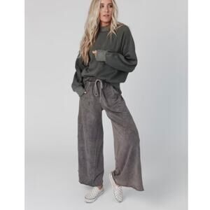 Isabella Bird Gray 100% Cotton Oversized Baggy Wide Leg Sweatpants Small